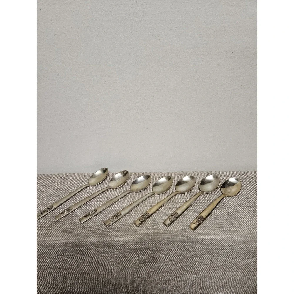 Nickel Bronze Thai Flatware Spoon Set - Lot Of 7